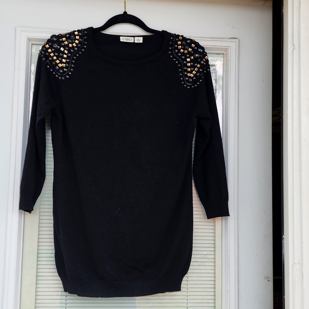 CATO BLACK SWEATER TOP with Rhinestones